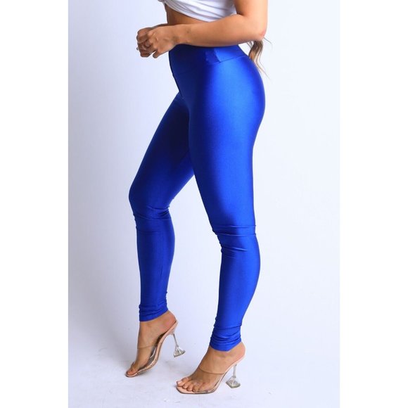 Women's Stretch Skinny Shiny Active Zipper Front Yoga Club Party Leggings Pants - Picture 9 of 10